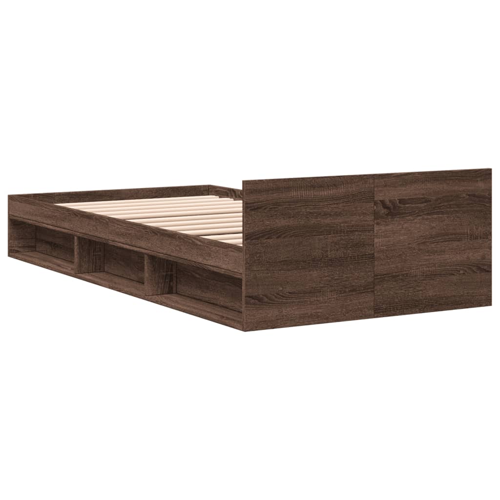 Bed Frame with Drawer without Mattress Brown Oak 90x200 cm