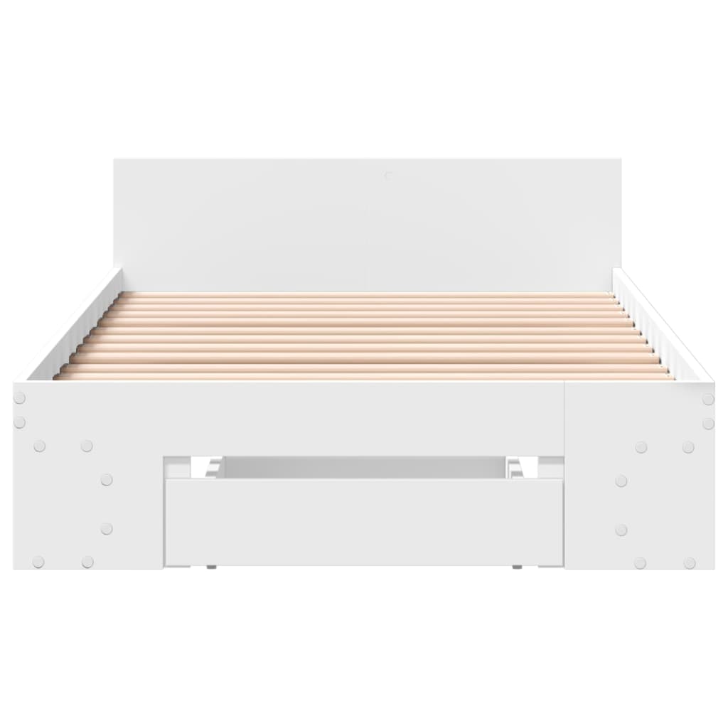 Bed Frame with Drawer without Mattress White 75x190 cm Small Single