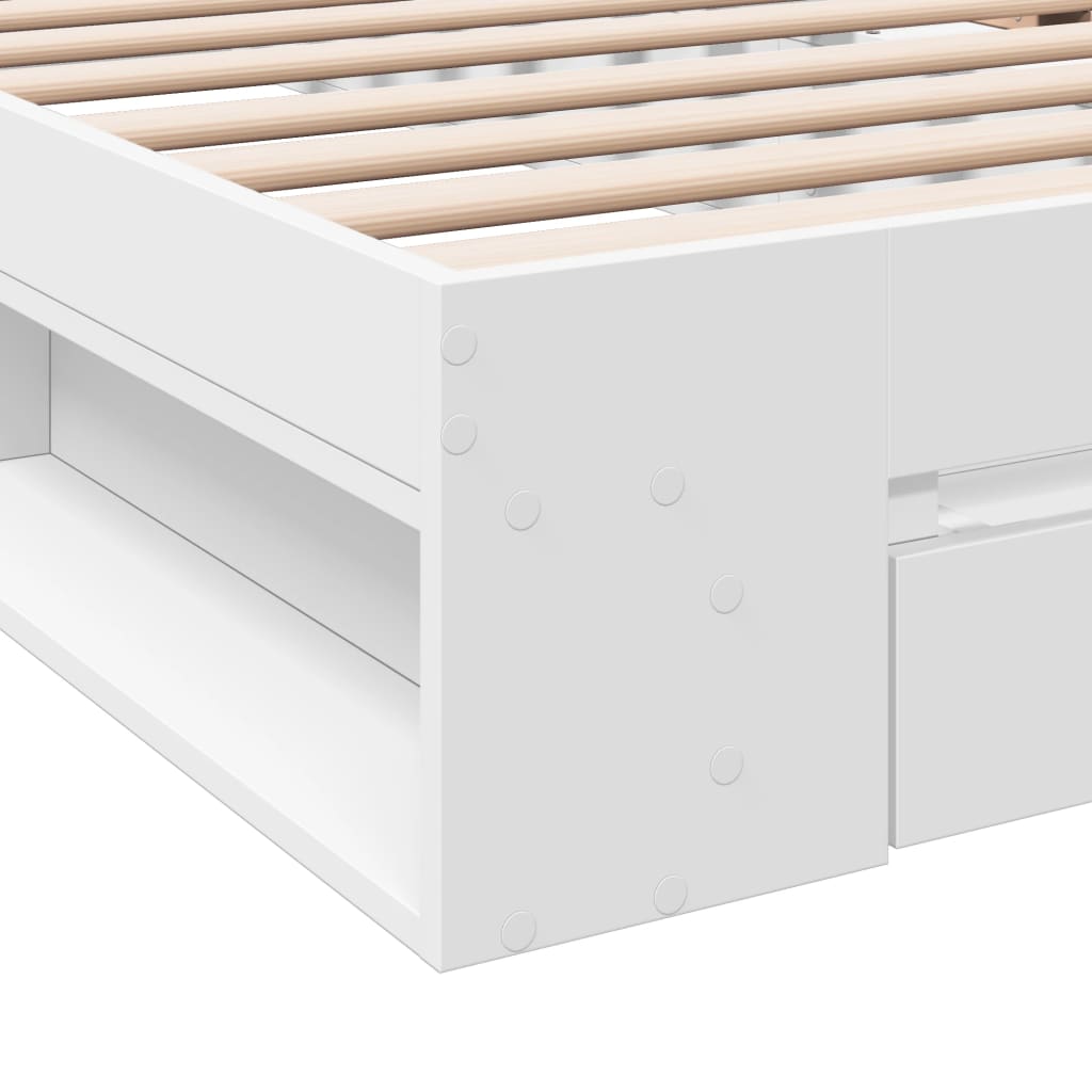 Bed Frame with Drawer without Mattress White 75x190 cm Small Single