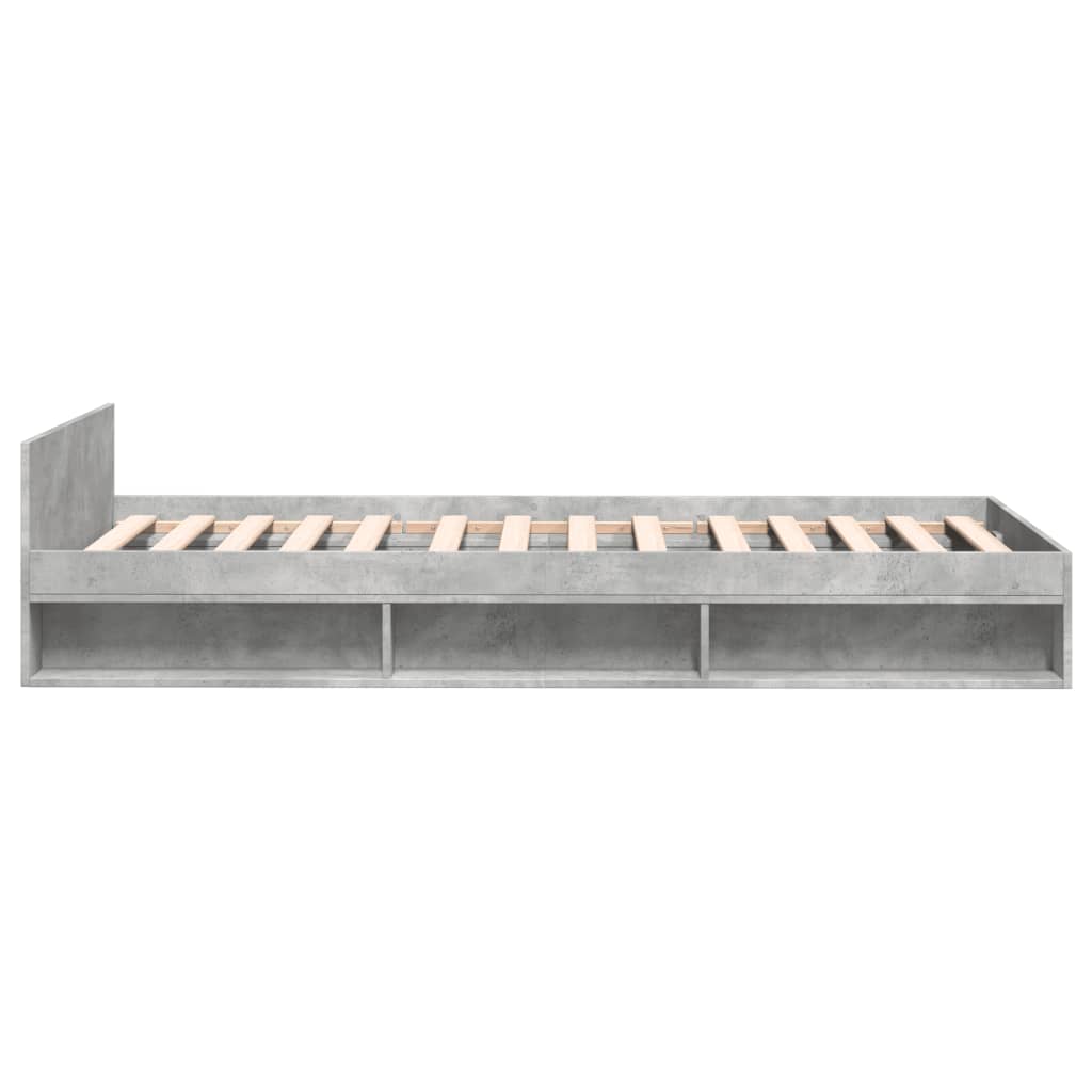 Bed Frame with Drawer without Mattress Concrete Grey 75x190 cm Small Single