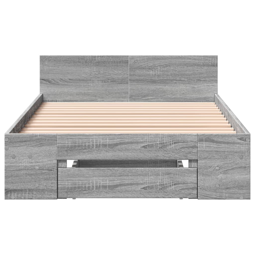 Bed Frame with Drawer without Mattress Grey Sonoma 75x190 cm Small Single