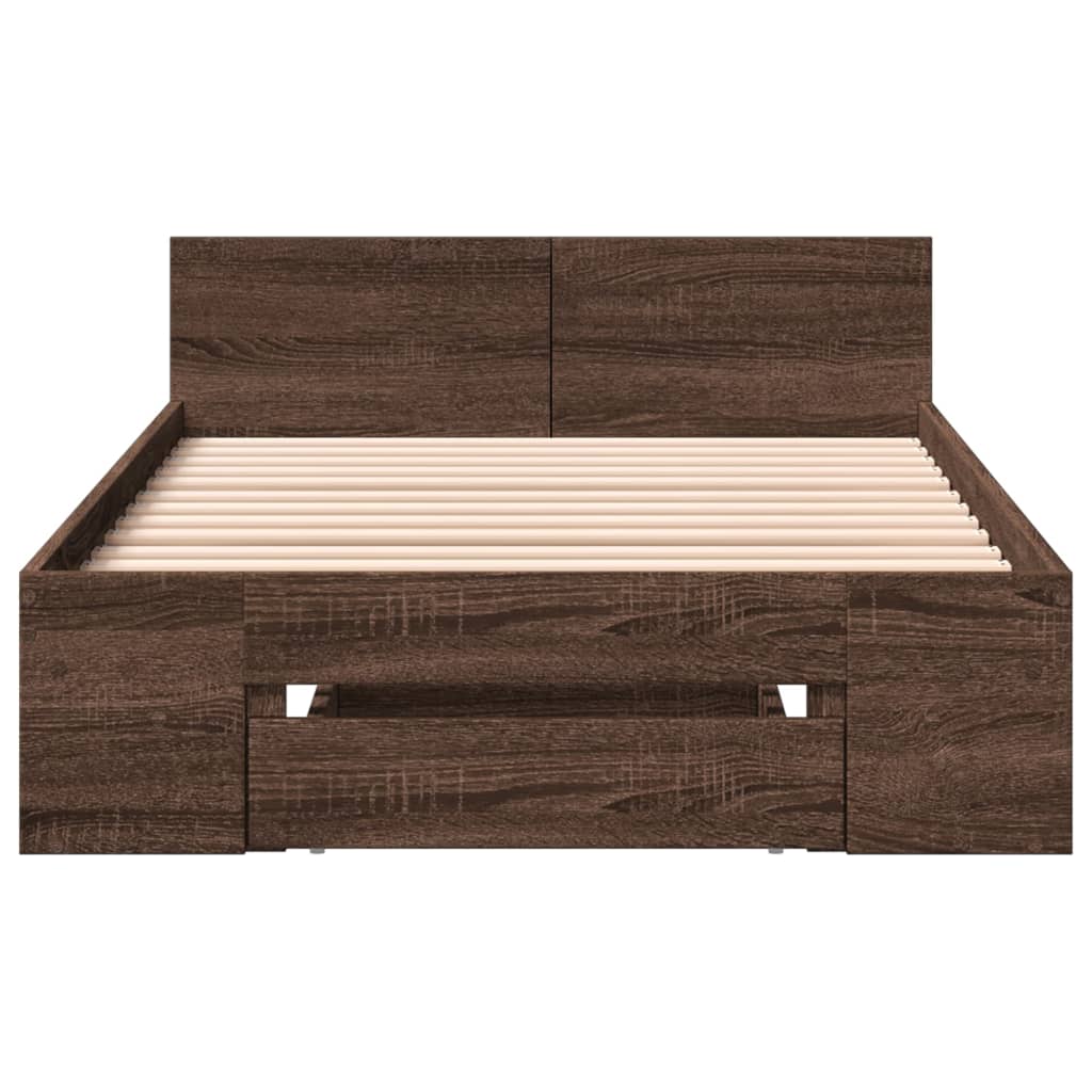 Bed Frame with Drawer without Mattress Brown Oak 75x190 cm Small Single