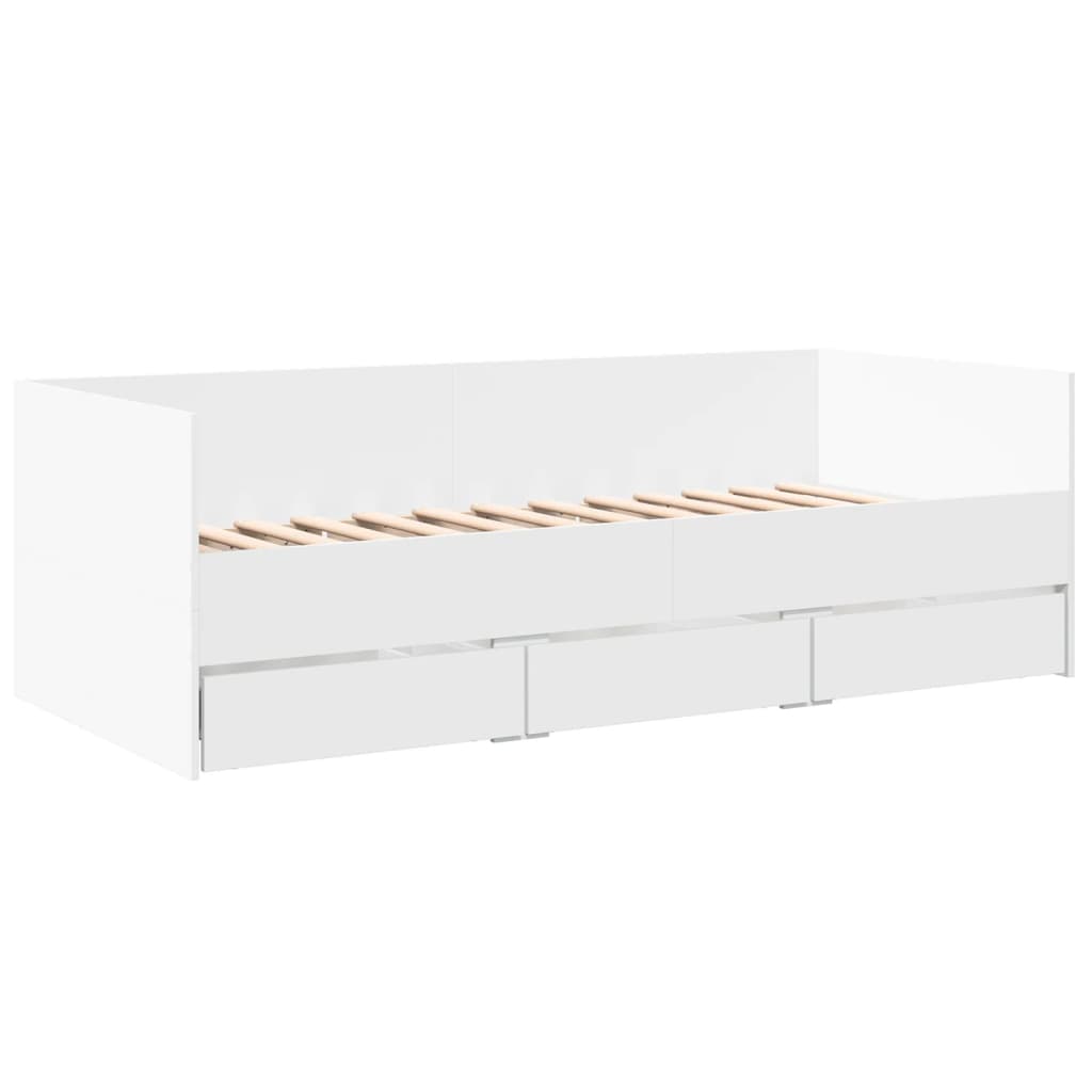 Daybed with Drawers without Mattress White 100x200 cm