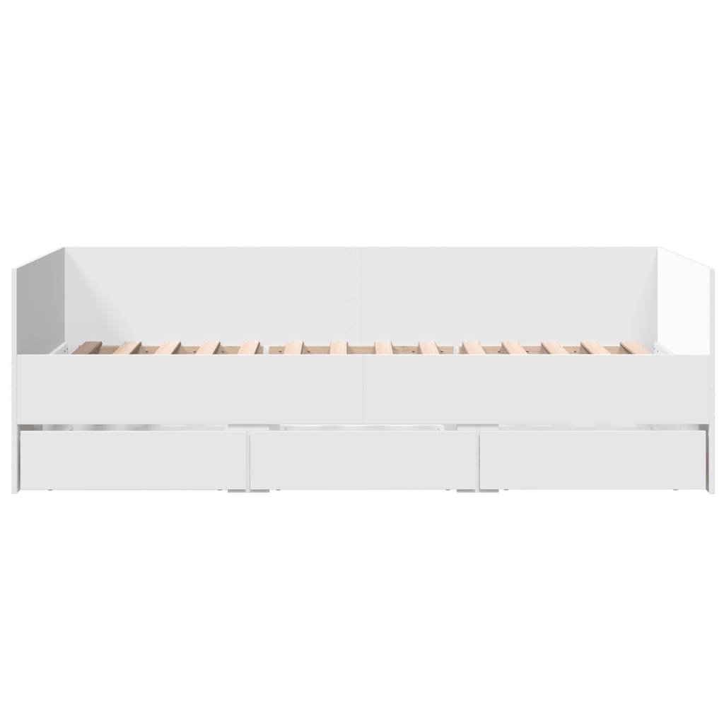 Daybed with Drawers without Mattress White 100x200 cm