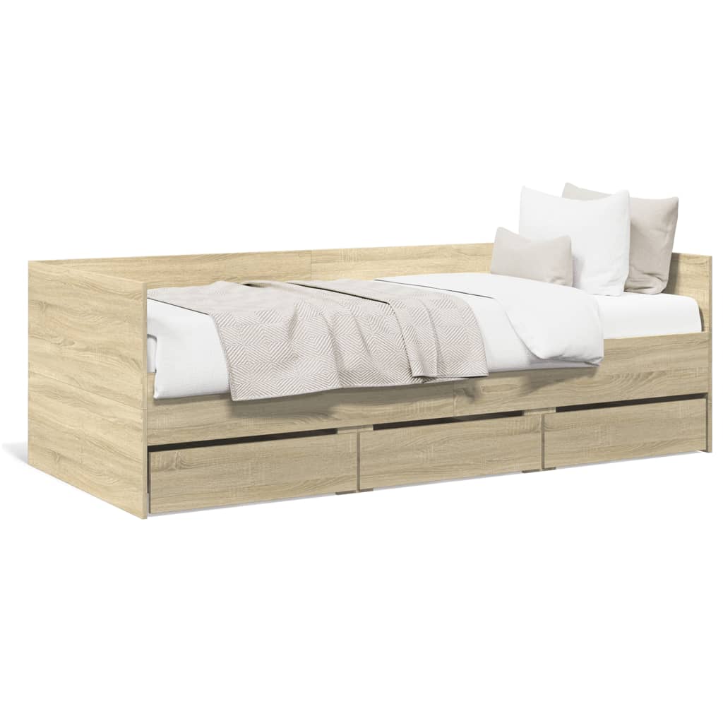 Daybed with Drawers without Mattress Sonoma Oak 100x200 cm