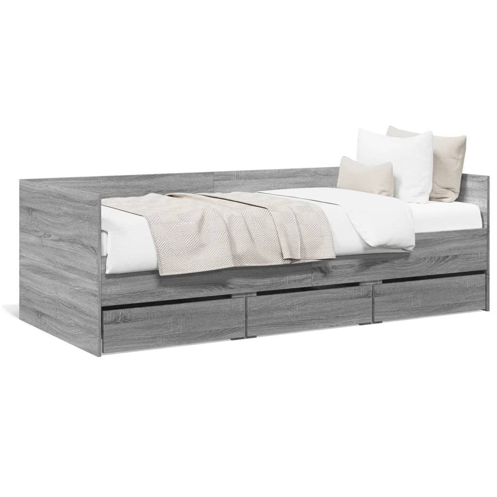 Daybed with Drawers without Mattress Grey Sonoma 100x200 cm
