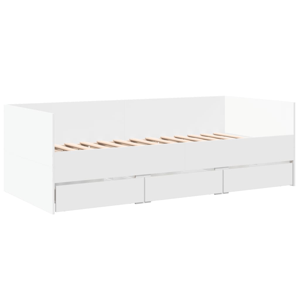 Daybed with Drawers without Mattress White 90x200 cm