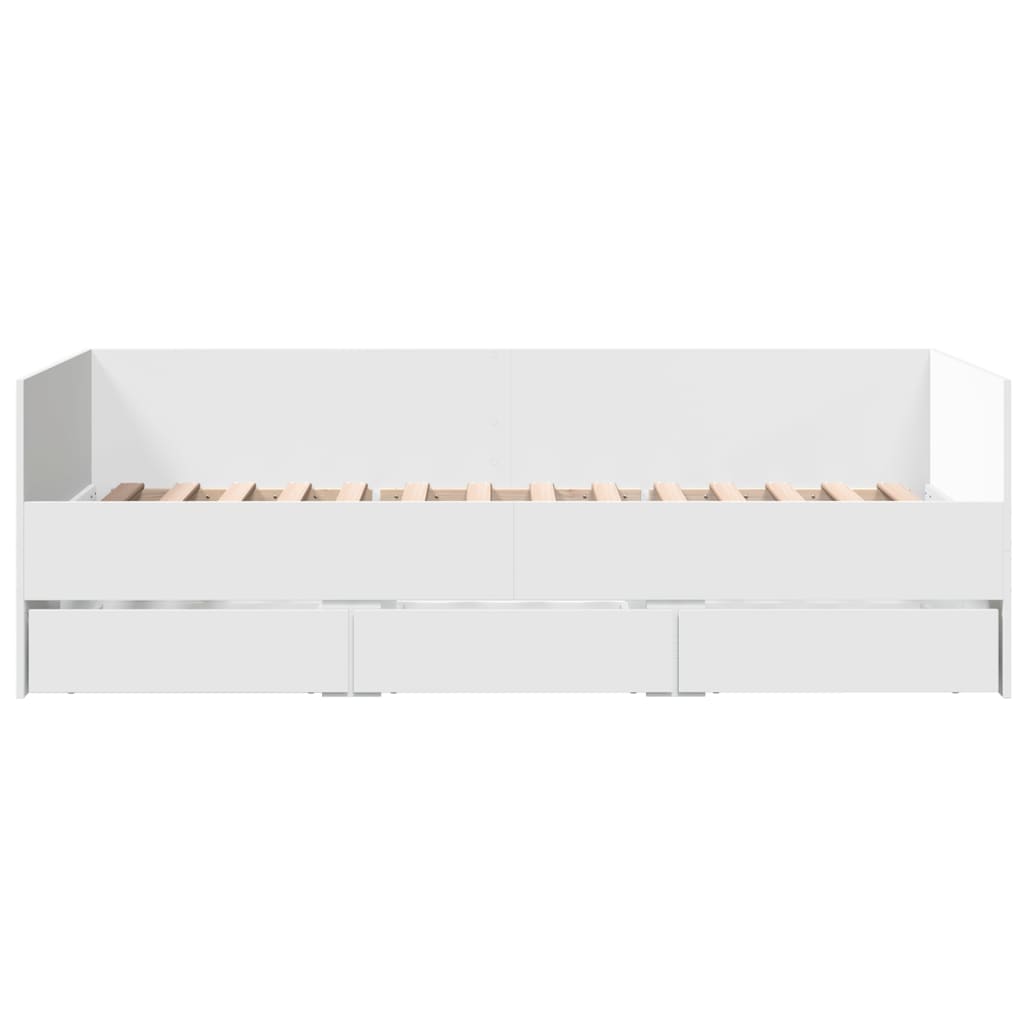 Daybed with Drawers without Mattress White 90x200 cm