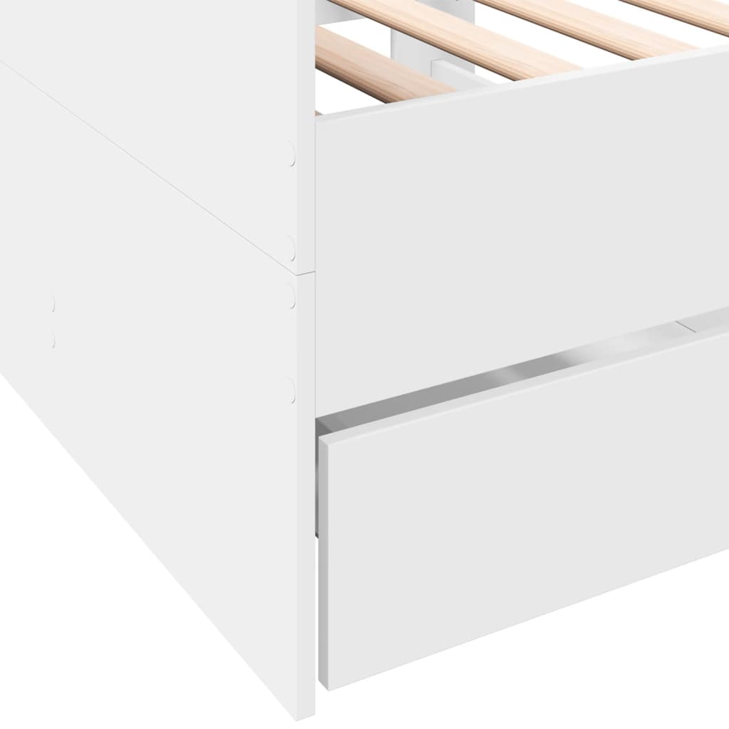 Daybed with Drawers without Mattress White 90x200 cm