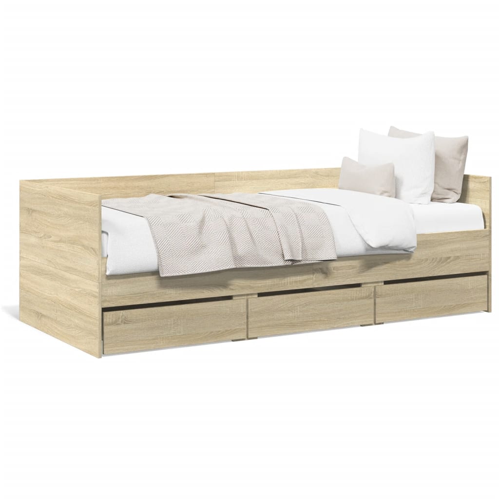 Daybed with Drawers without Mattress Sonoma Oak 90x200 cm