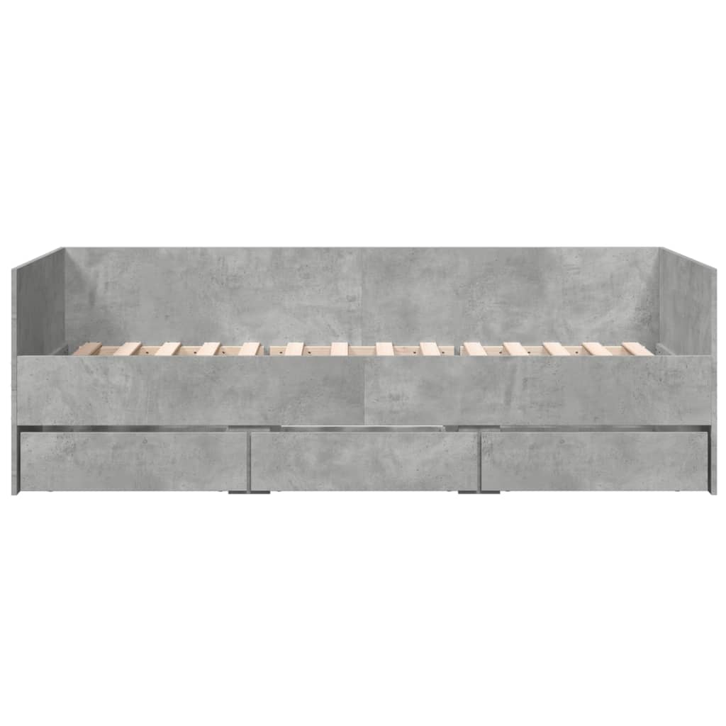 Daybed with Drawers without Mattress Concrete Grey 90x200 cm