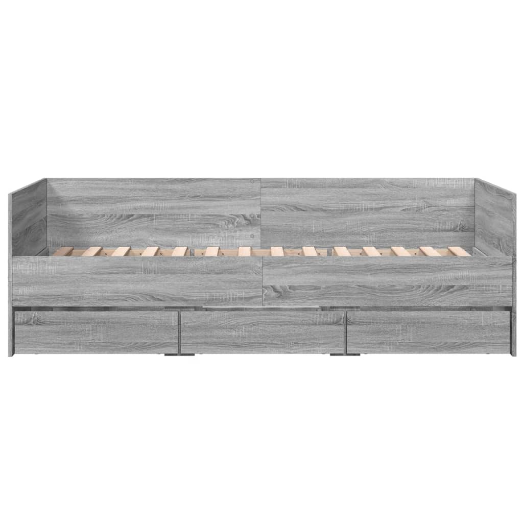 Daybed with Drawers without Mattress Grey Sonoma 90x200 cm