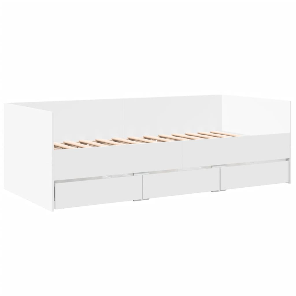 Daybed with Drawers without Mattress White 90x190 cm Single