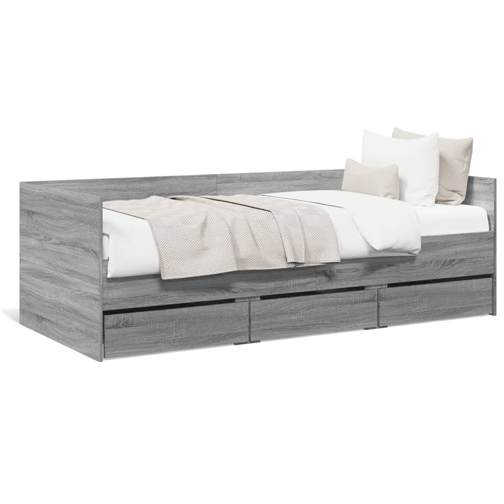 Daybed with Drawers without Mattress Grey Sonoma 90x190 cm Single