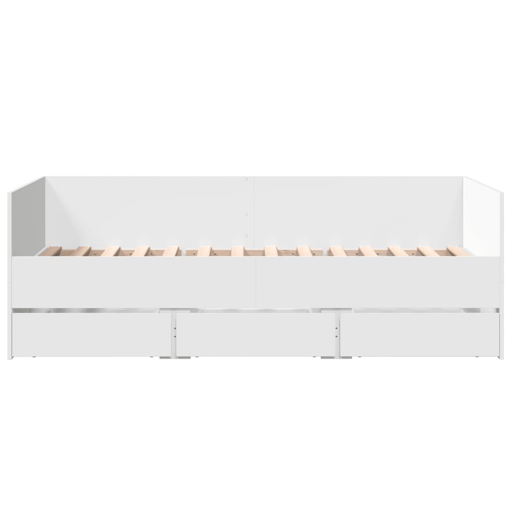 Daybed with Drawers without Mattress White 75x190 cm Small Single