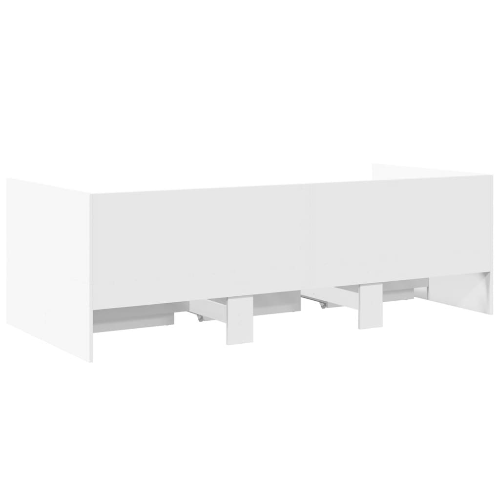Daybed with Drawers without Mattress White 75x190 cm Small Single