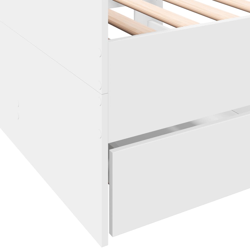 Daybed with Drawers without Mattress White 75x190 cm Small Single