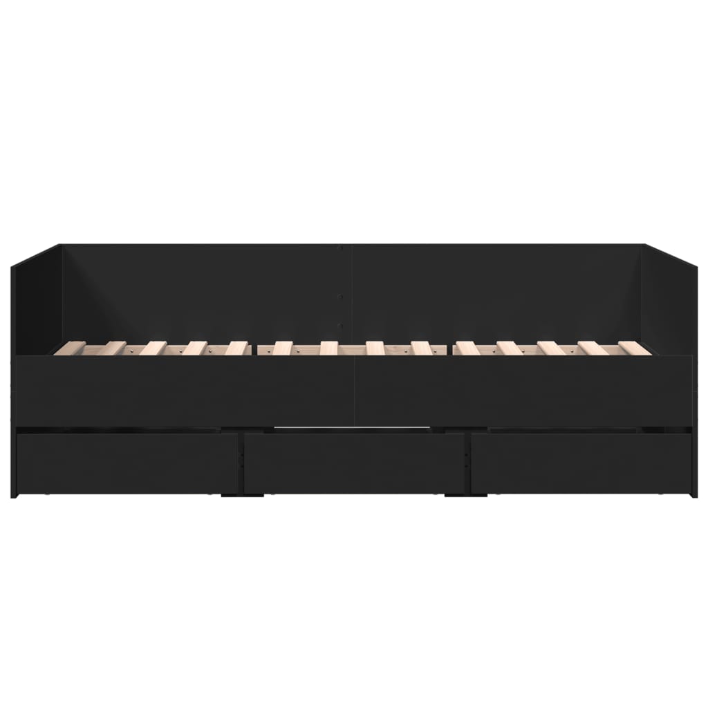 Daybed with Drawers without Mattress Black 75x190 cm Small Single