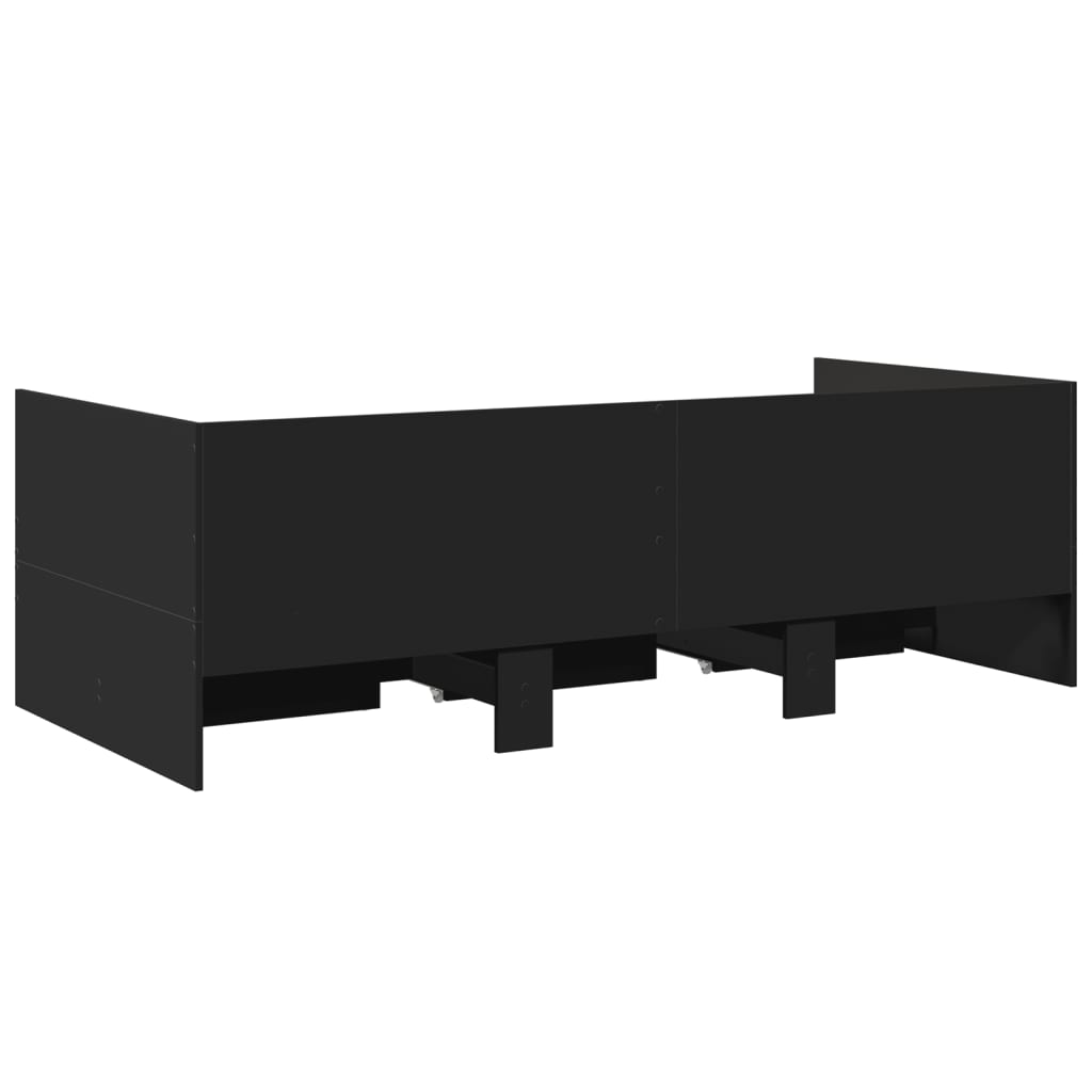 Daybed with Drawers without Mattress Black 75x190 cm Small Single
