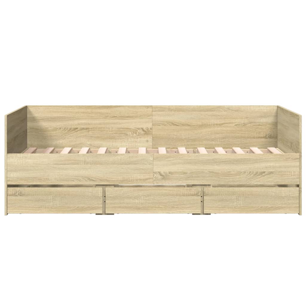 Daybed with Drawers without Mattress Sonoma Oak 75x190 cm Small Single