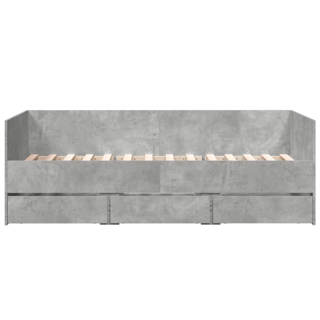 Daybed with Drawers without Mattress Concrete Grey 75x190 cm Small Single