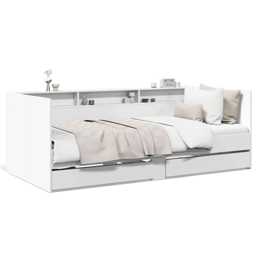 Daybed with Drawers without Mattress White 100x200 cm