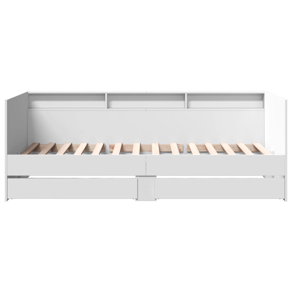 Daybed with Drawers without Mattress White 100x200 cm