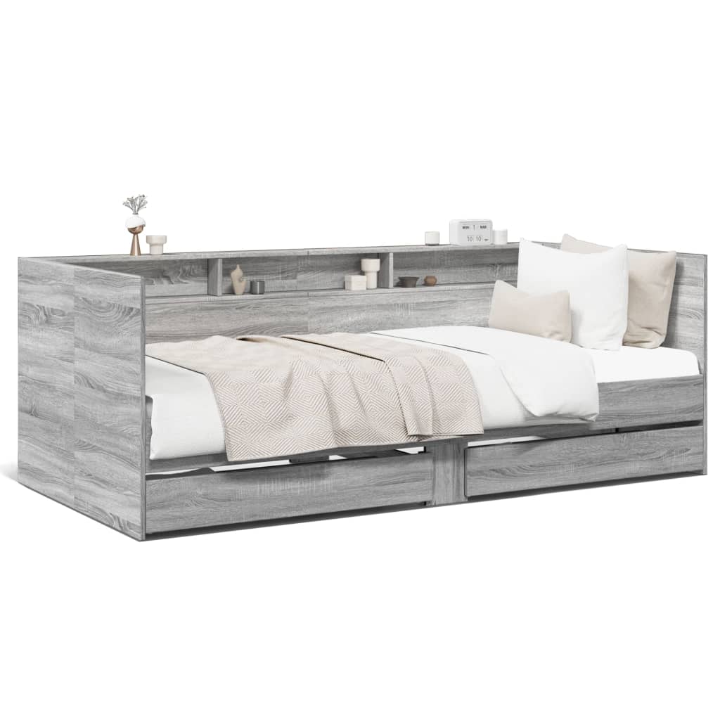 Daybed with Drawers without Mattress Grey Sonoma 100x200 cm