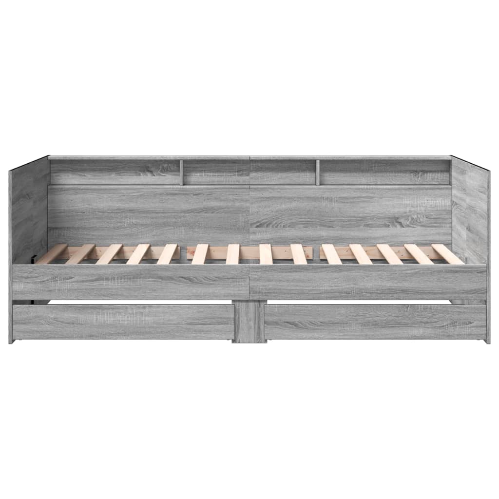 Daybed with Drawers without Mattress Grey Sonoma 100x200 cm