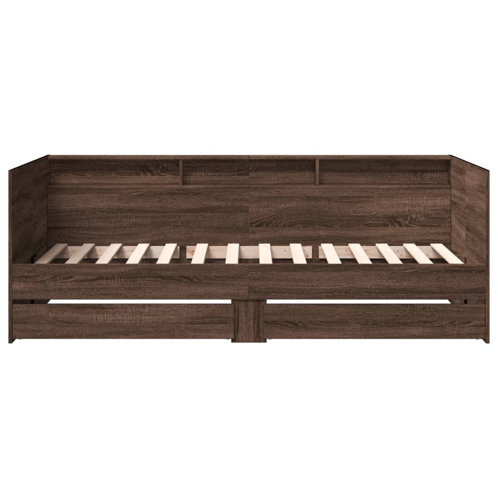 Daybed with Drawers without Mattress Brown Oak 100x200 cm