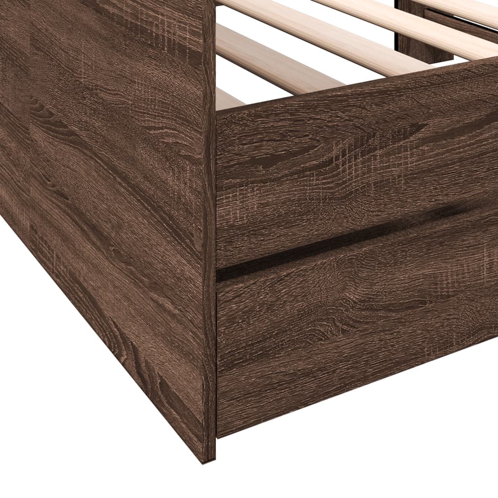 Daybed with Drawers without Mattress Brown Oak 100x200 cm