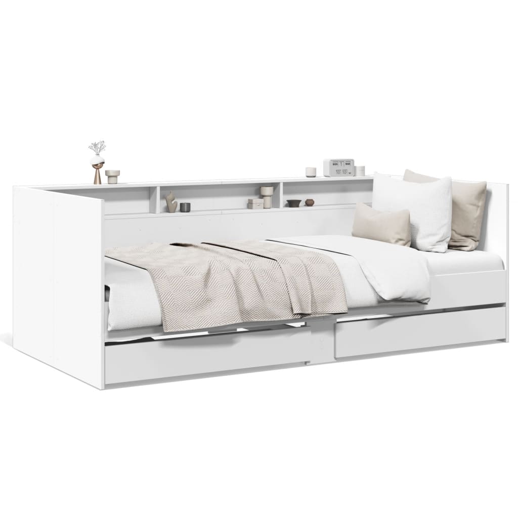 Daybed with Drawers without Mattress White 90x200 cm