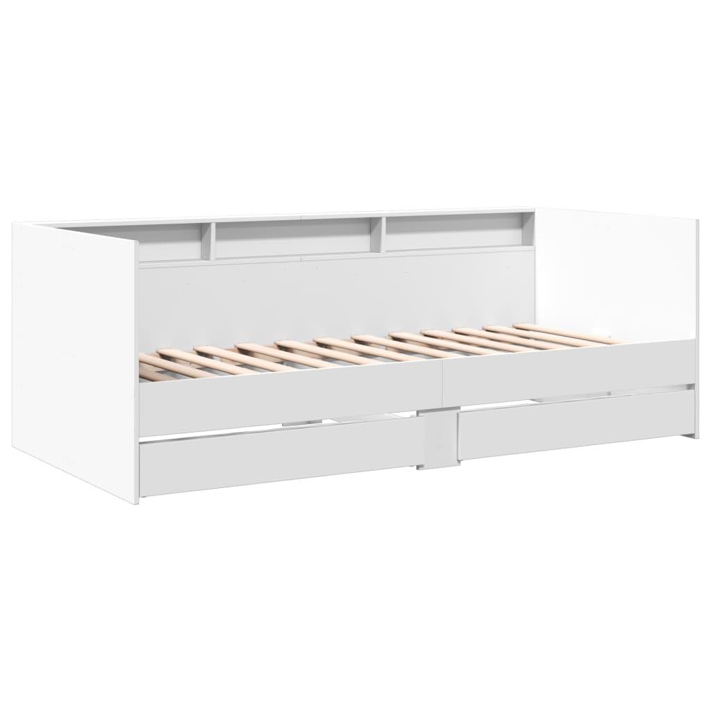 Daybed with Drawers without Mattress White 90x200 cm