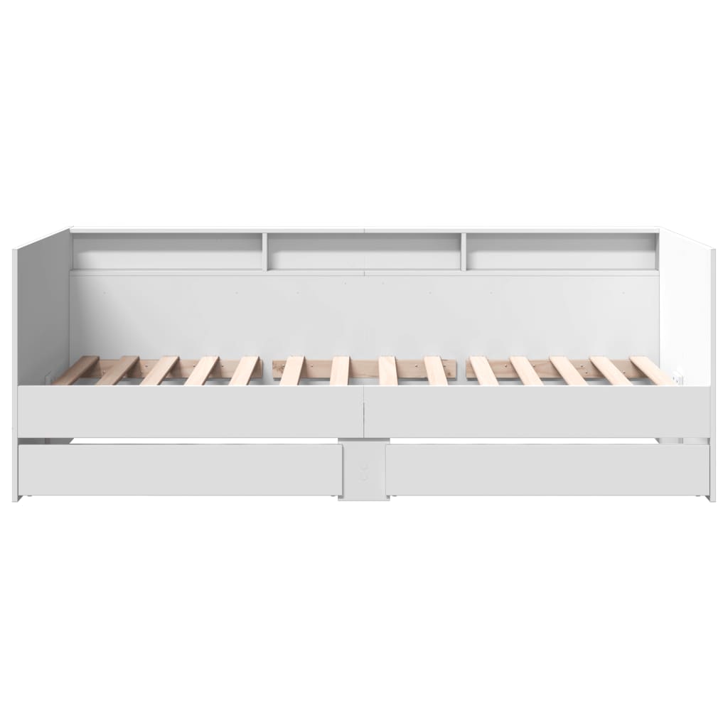 Daybed with Drawers without Mattress White 90x200 cm