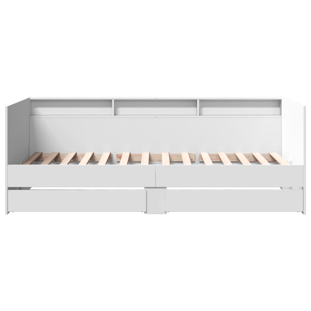 Daybed with Drawers without Mattress White 90x190 cm Single