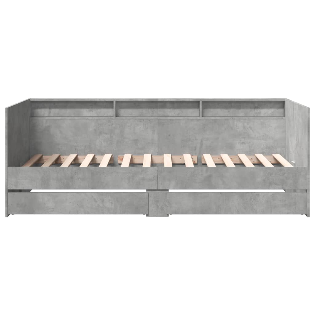 Daybed with Drawers without Mattress Concrete Grey 90x190 cm Single
