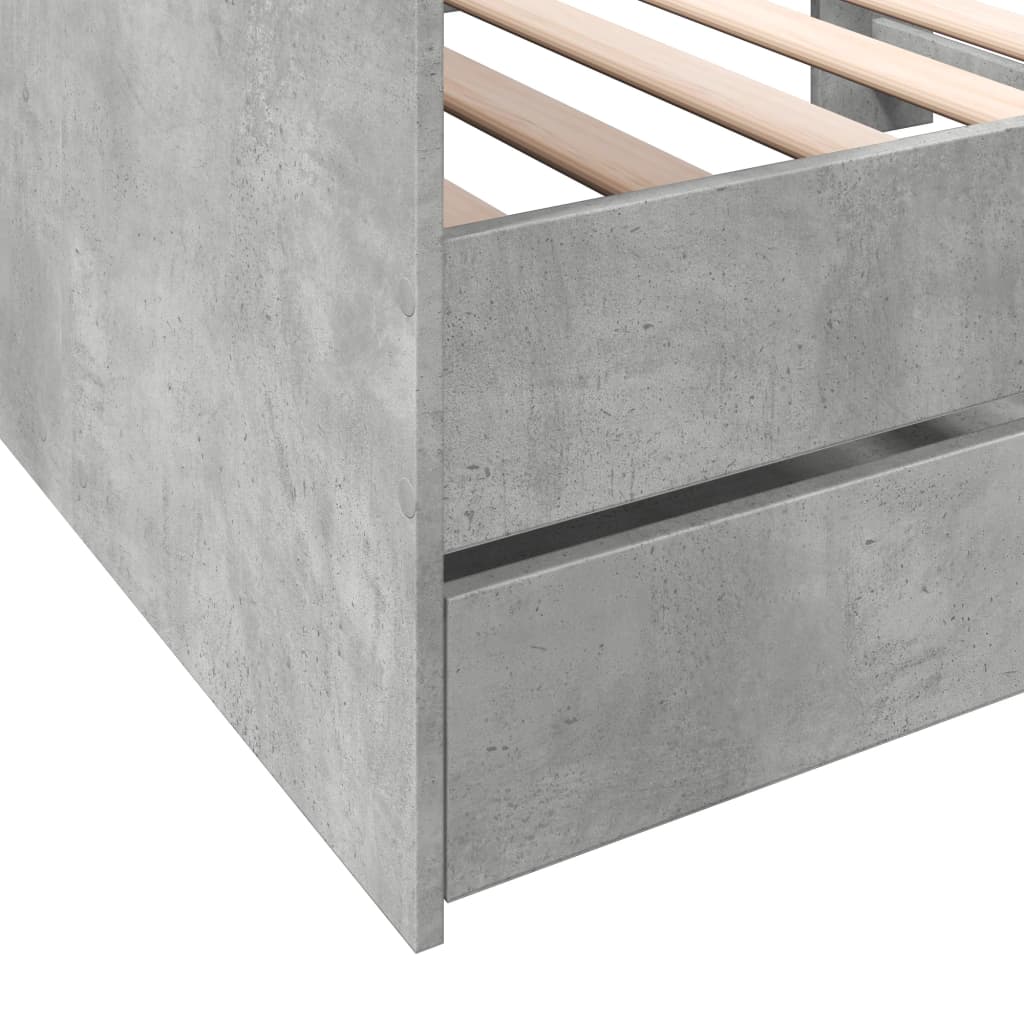 Daybed with Drawers without Mattress Concrete Grey 90x190 cm Single