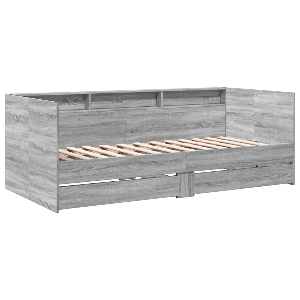 Daybed with Drawers without Mattress Grey Sonoma 90x190 cm Single