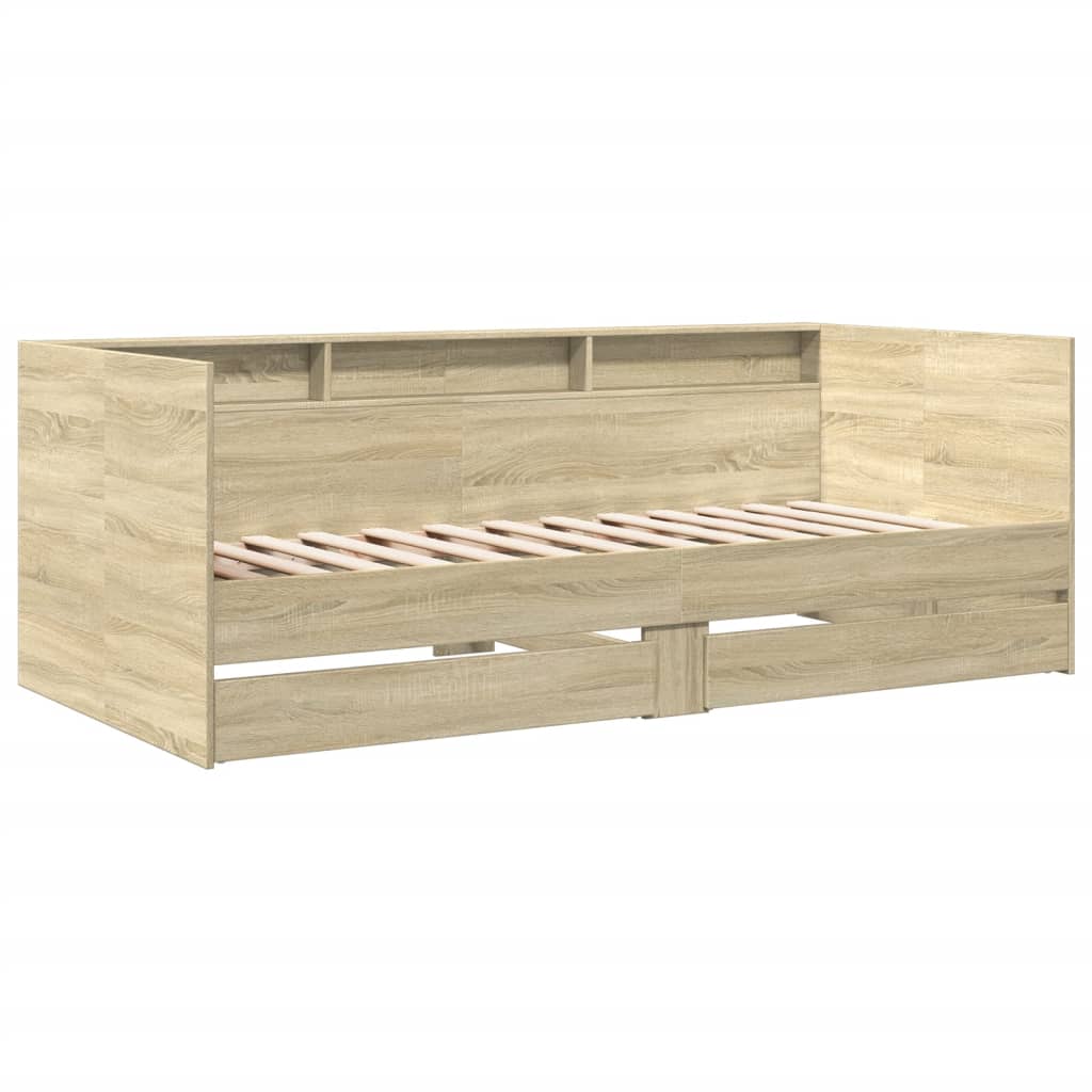 Daybed with Drawers without Mattress Sonoma Oak 75x190 cm Small Single
