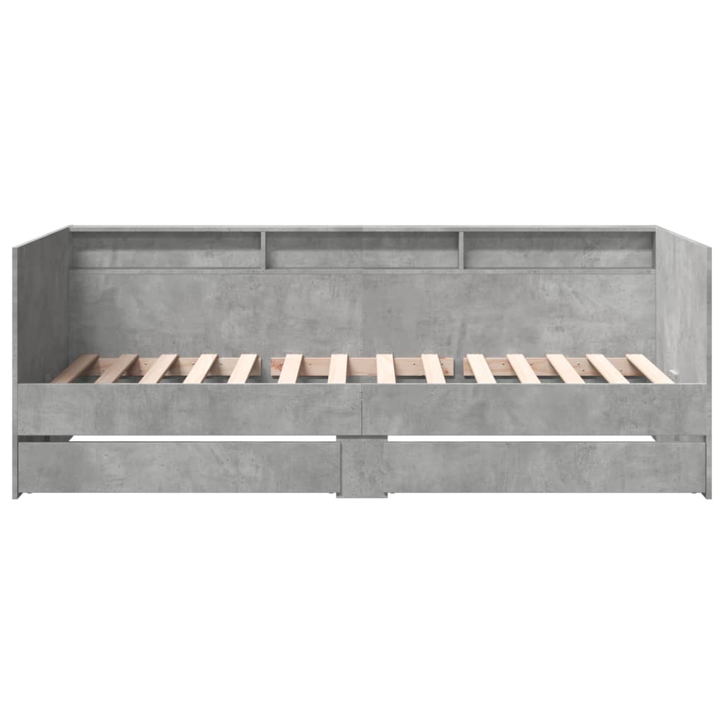 Daybed with Drawers without Mattress Concrete Grey 75x190 cm Small Single