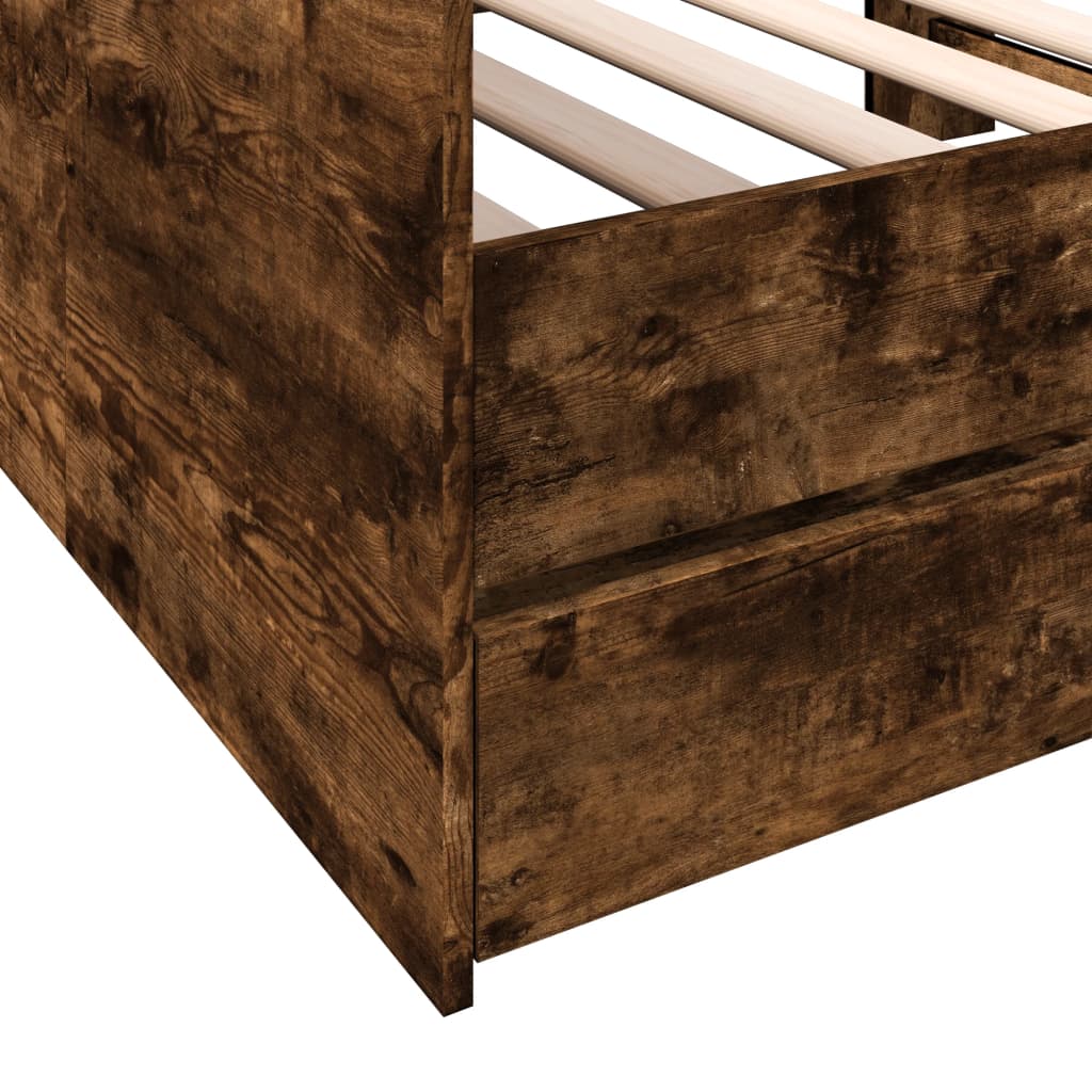 Daybed with Drawers without Mattress Smoked Oak 75x190 cm Small Single