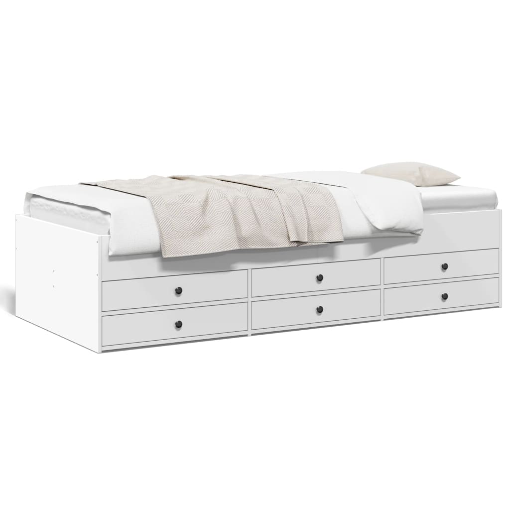 Daybed with Drawers without Mattress White 100x200 cm