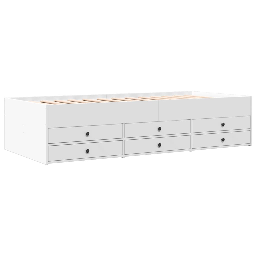 Daybed with Drawers without Mattress White 100x200 cm