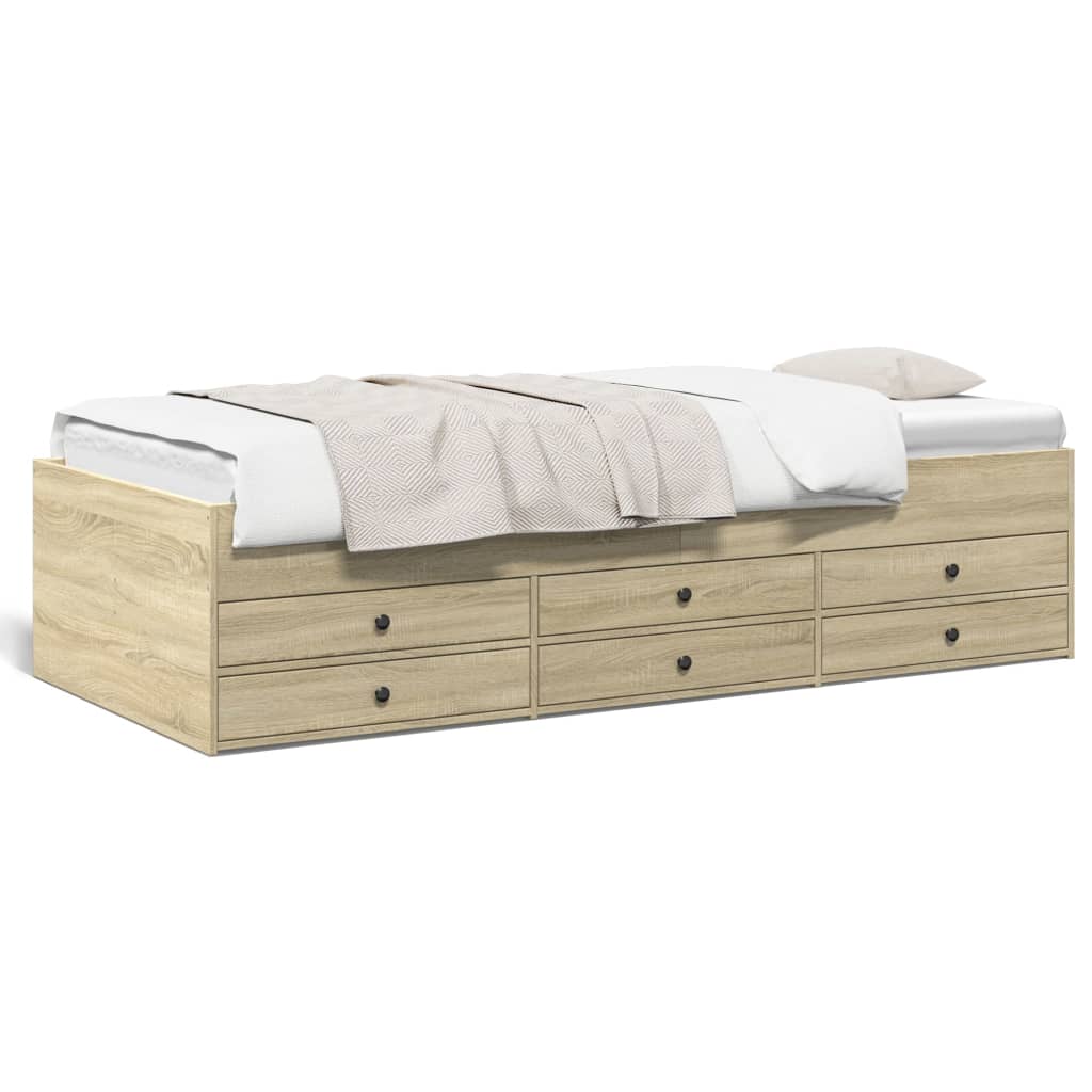 Daybed with Drawers without Mattress Sonoma Oak 100x200 cm