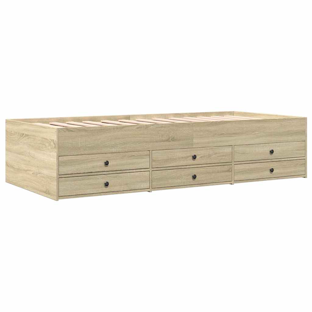 Daybed with Drawers without Mattress Sonoma Oak 100x200 cm