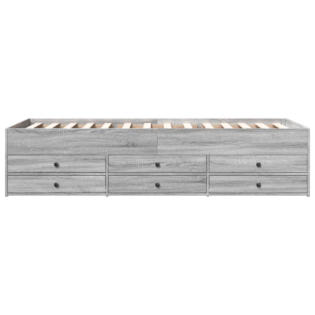 Daybed with Drawers without Mattress Grey Sonoma 100x200 cm