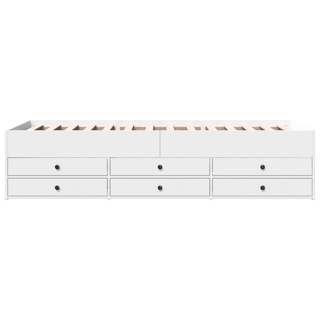 Daybed with Drawers without Mattress White 90x200 cm