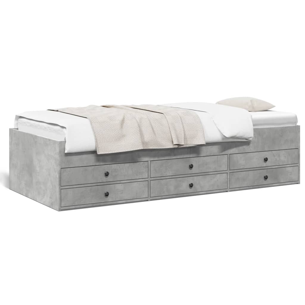Daybed with Drawers without Mattress Concrete Grey 90x200 cm