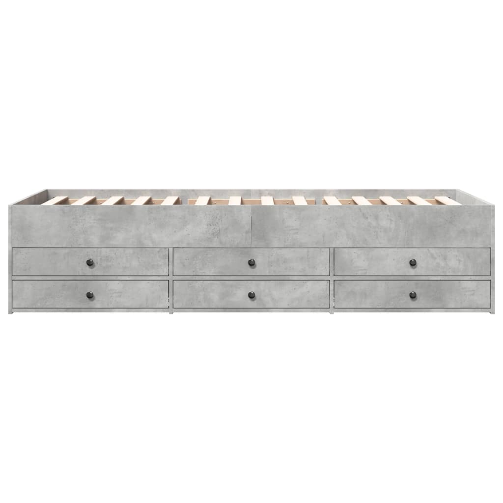 Daybed with Drawers without Mattress Concrete Grey 90x200 cm
