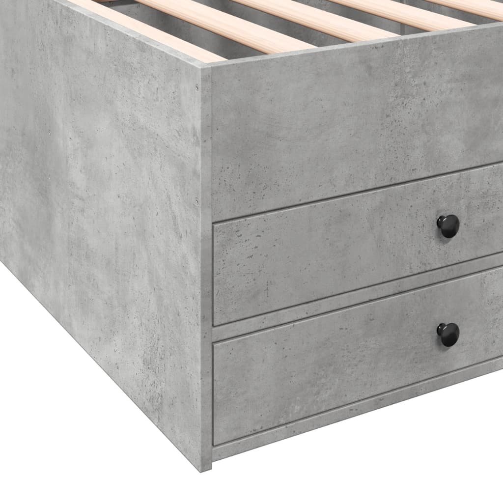 Daybed with Drawers without Mattress Concrete Grey 90x200 cm